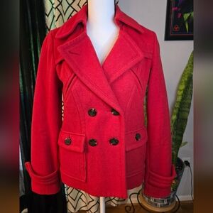 American Eagle Outfitters red pea coat. Size Small